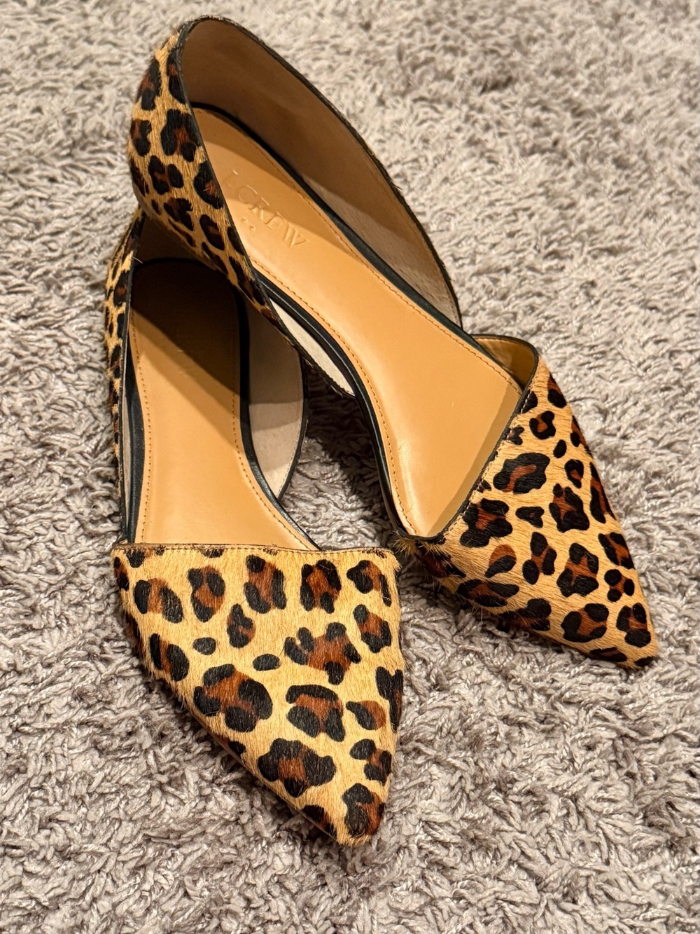 J. Crew Zoe D'Orsay Leopard Print Calf Hair Pointed-Toe Flats - Picture 3 of 7